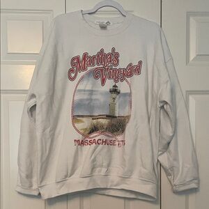Altar'd State White Sweatshirt with Red Graphic
